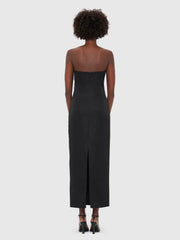 Floral Bustier Maxi Dress in Black