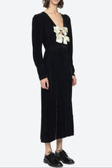 Black V-Neck Cutout Midi Dress