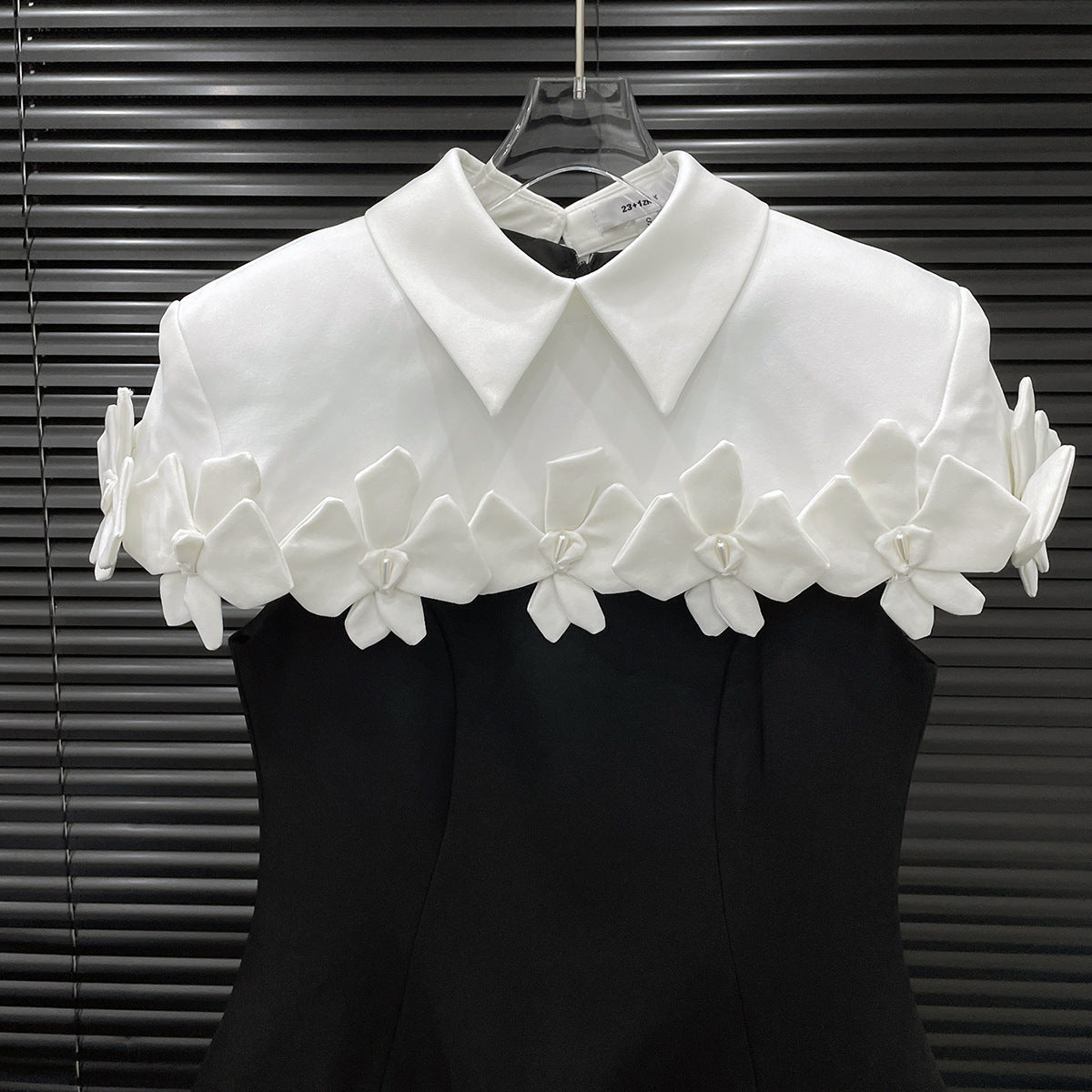 Collar Flower Mini Dress In Black