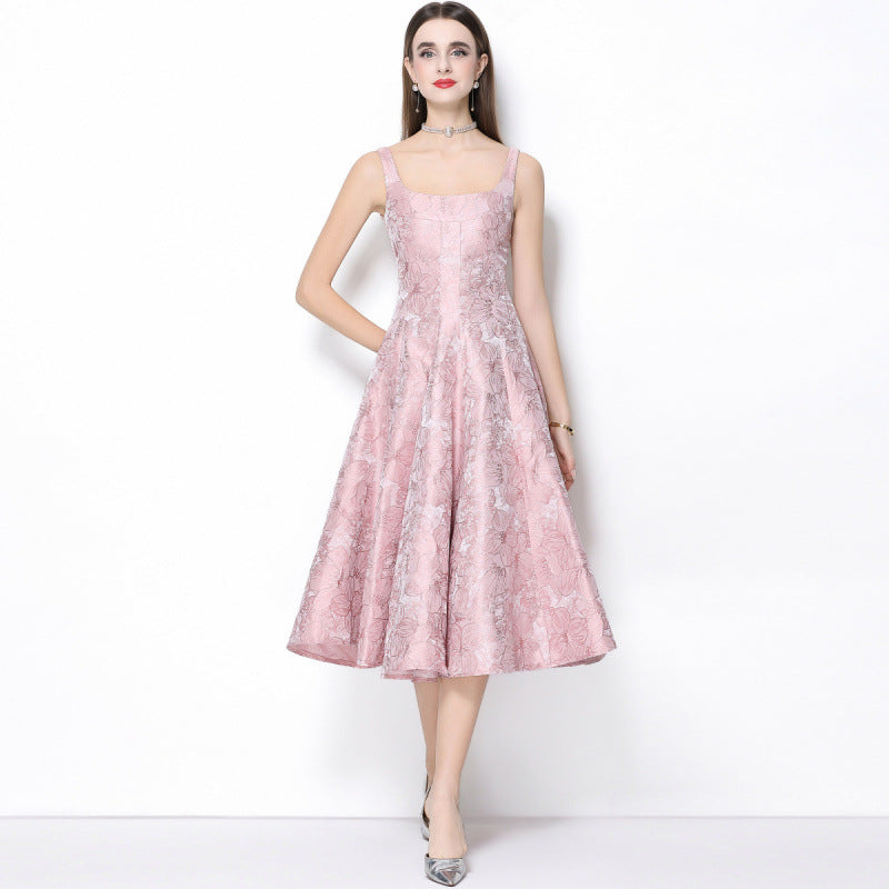 Vintage Slip Midi Dress in Pink