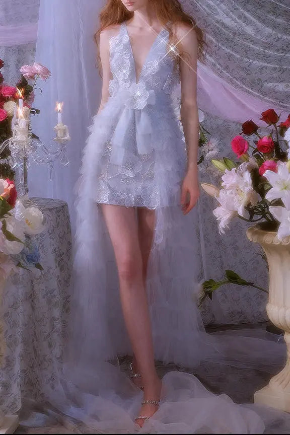 Light Blue Sleeveless Banquet Dress