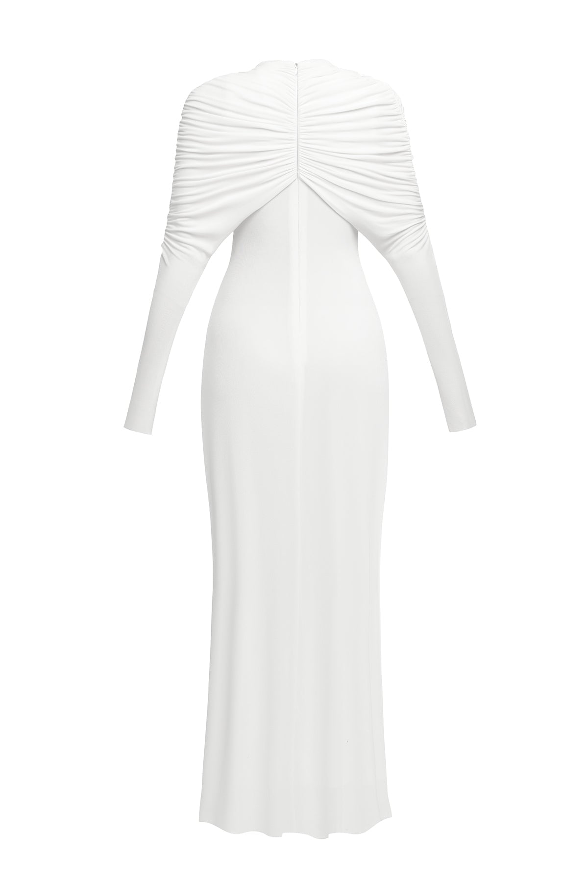 Long Sleeve Knot Bodycon Maxi Dress in White