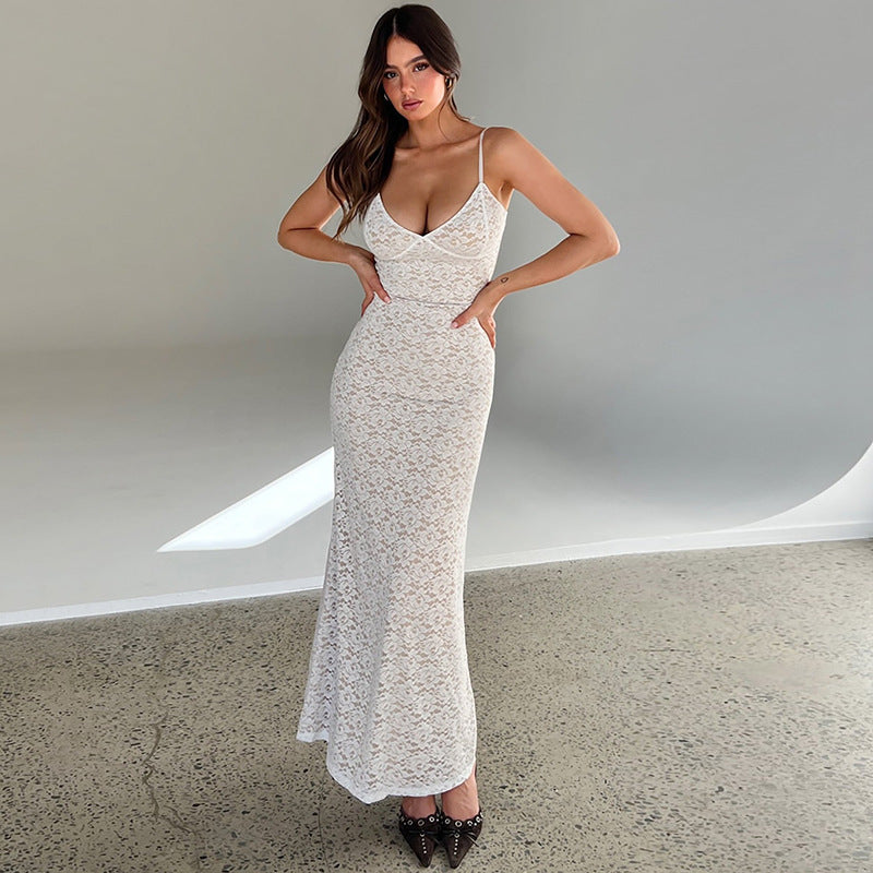 INS Summer Sexy V-neck Lace Dress