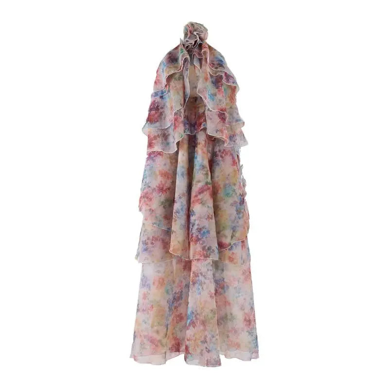 Floral Print Halter Midi Dress