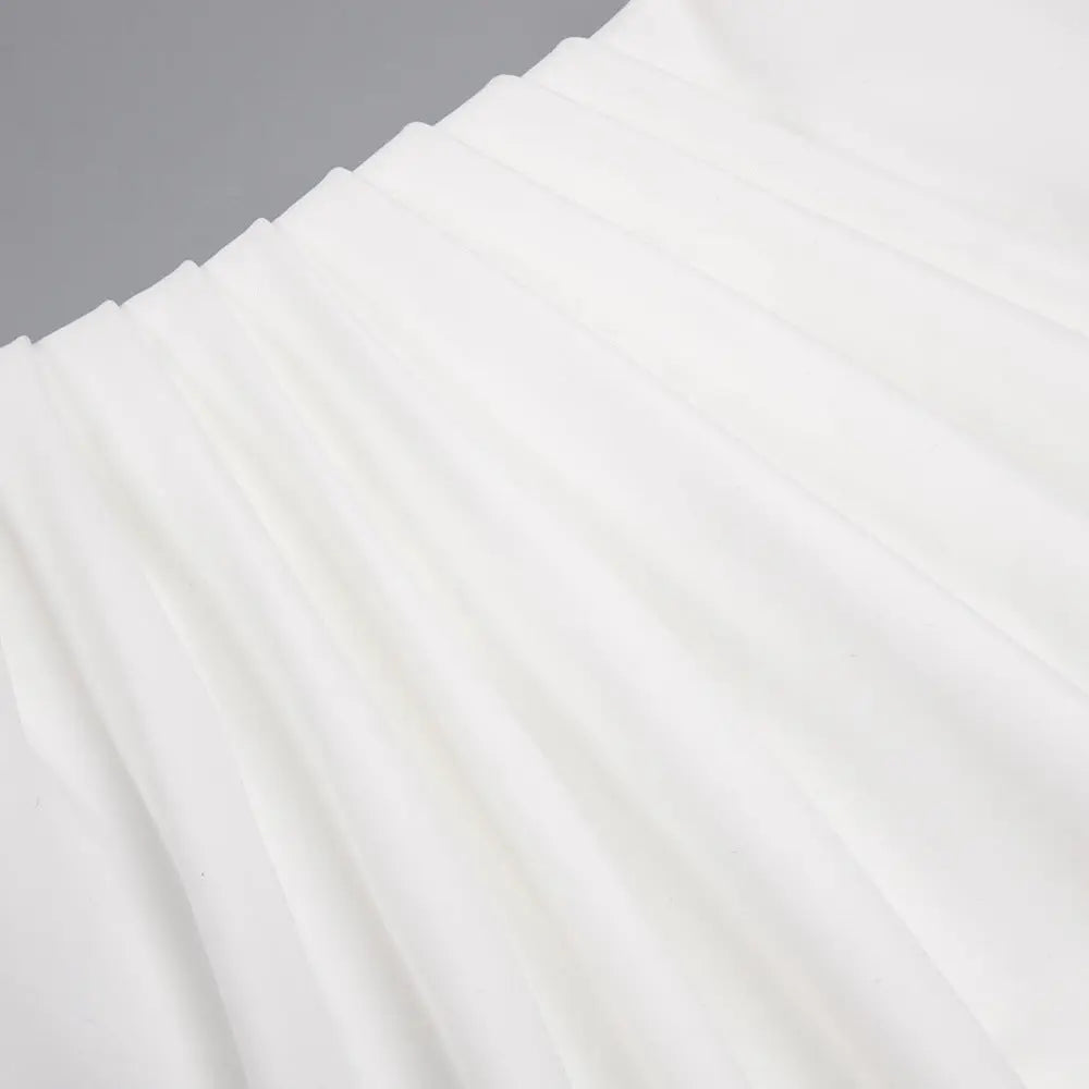 Double Ball Long-Sleeve High-Maxi Dress in White