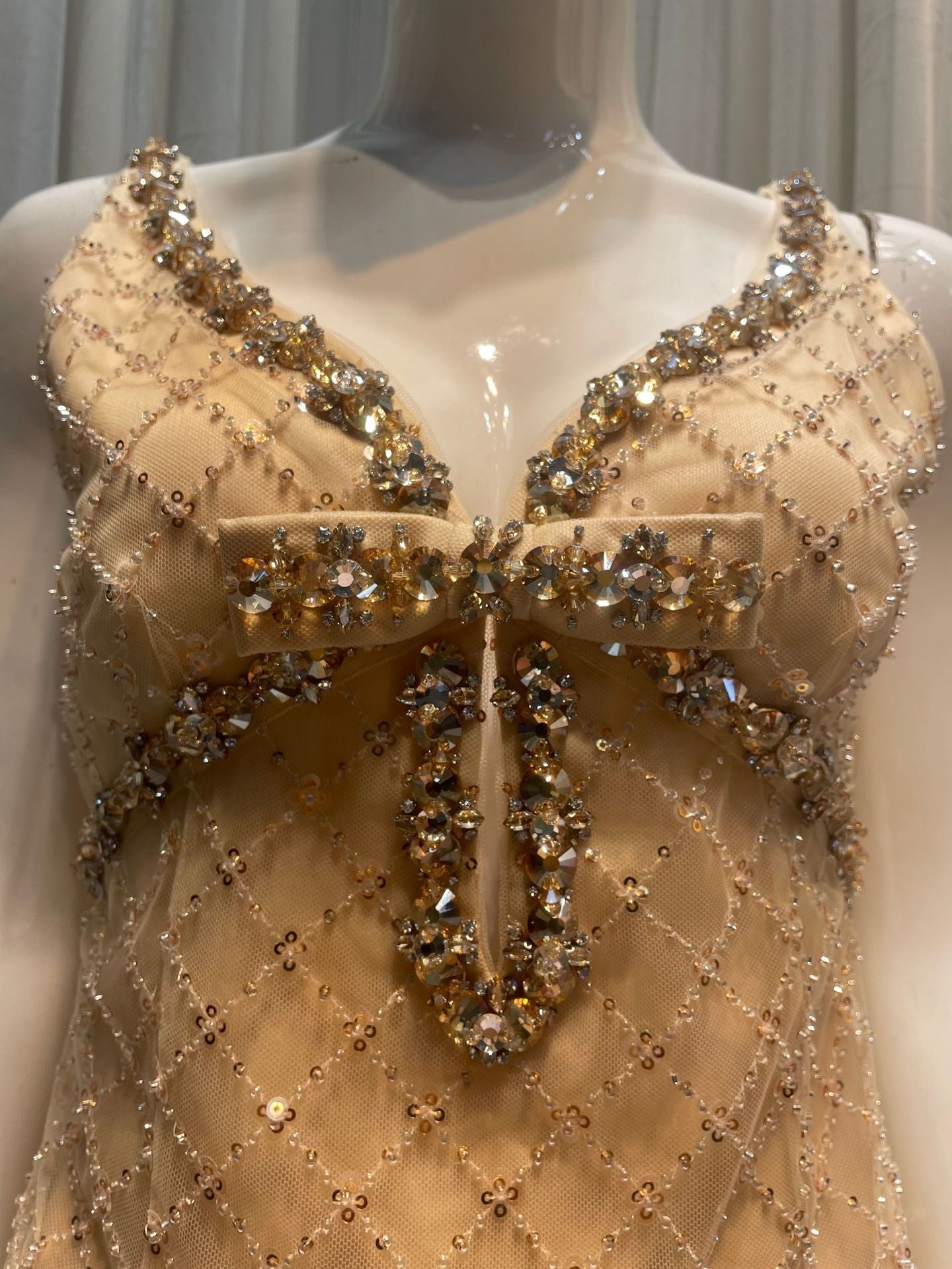 Embellished Rhinestone Sequin Mini Dress in Yellow