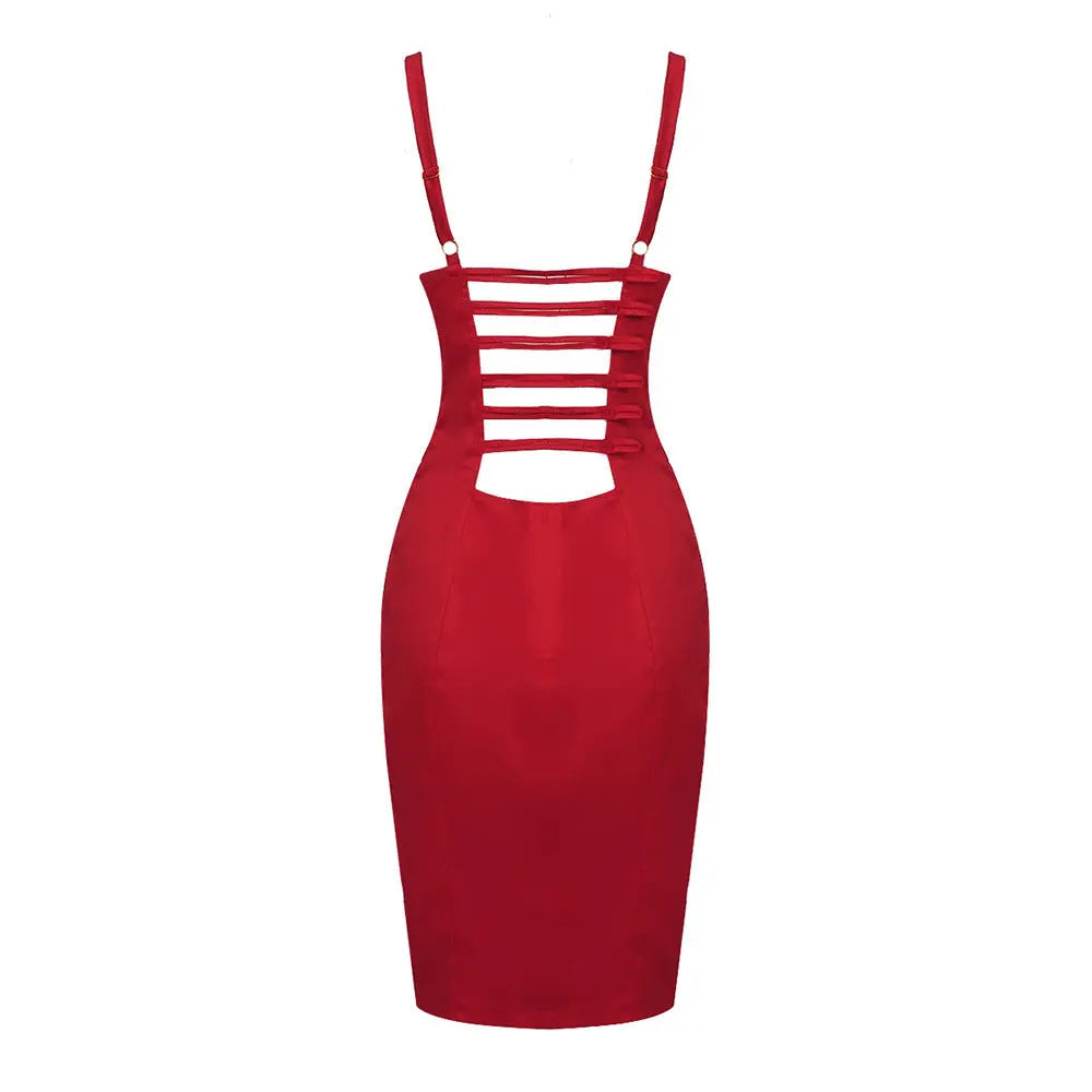 Satin Bodycon Corset Mini Dress in Red
