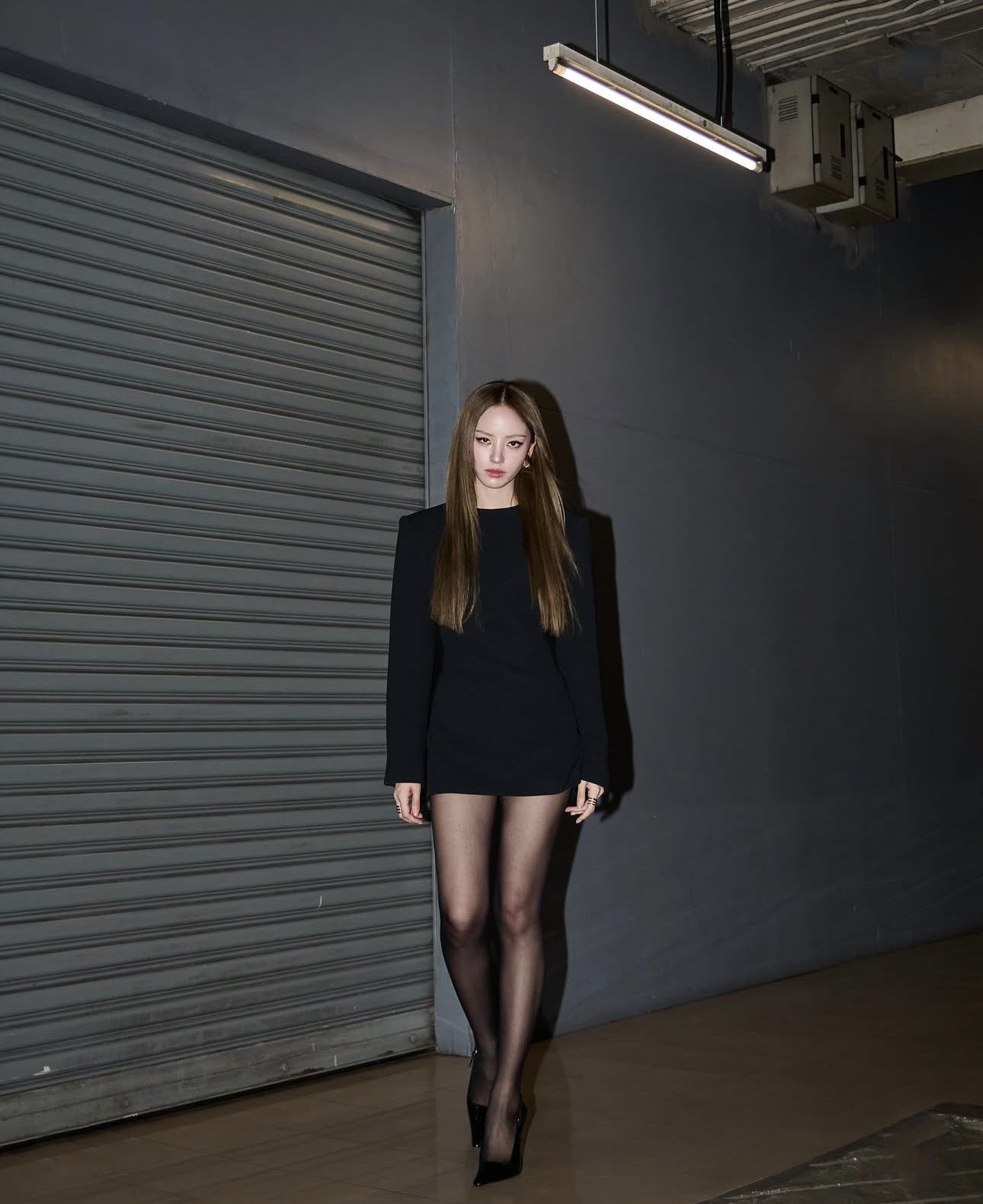 Crepe Suit Mini Dress in Black