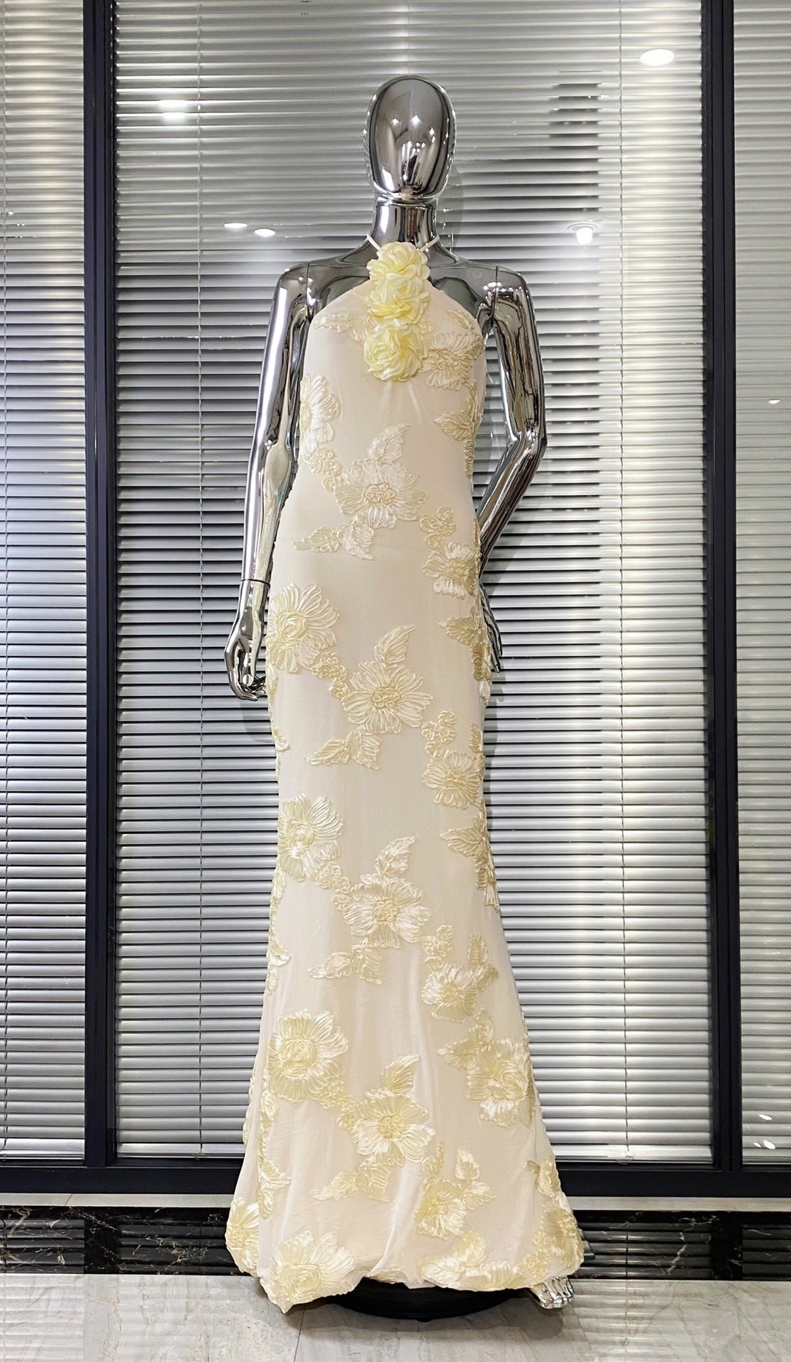 Yellow Backless Party Mixi Dress