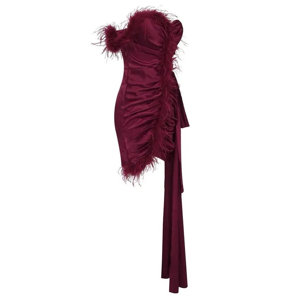 Feather Embellished Mini Dress