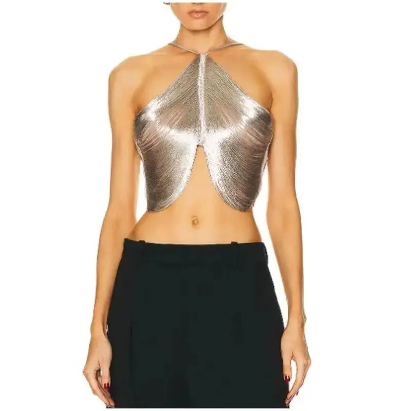 Off Shoulder Camisole Vest Fringed Top