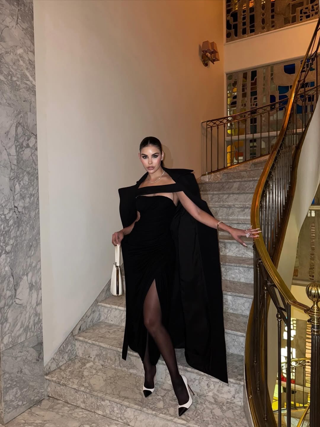 Black Off-shoulder Asymmetrical-High Maxi Dress