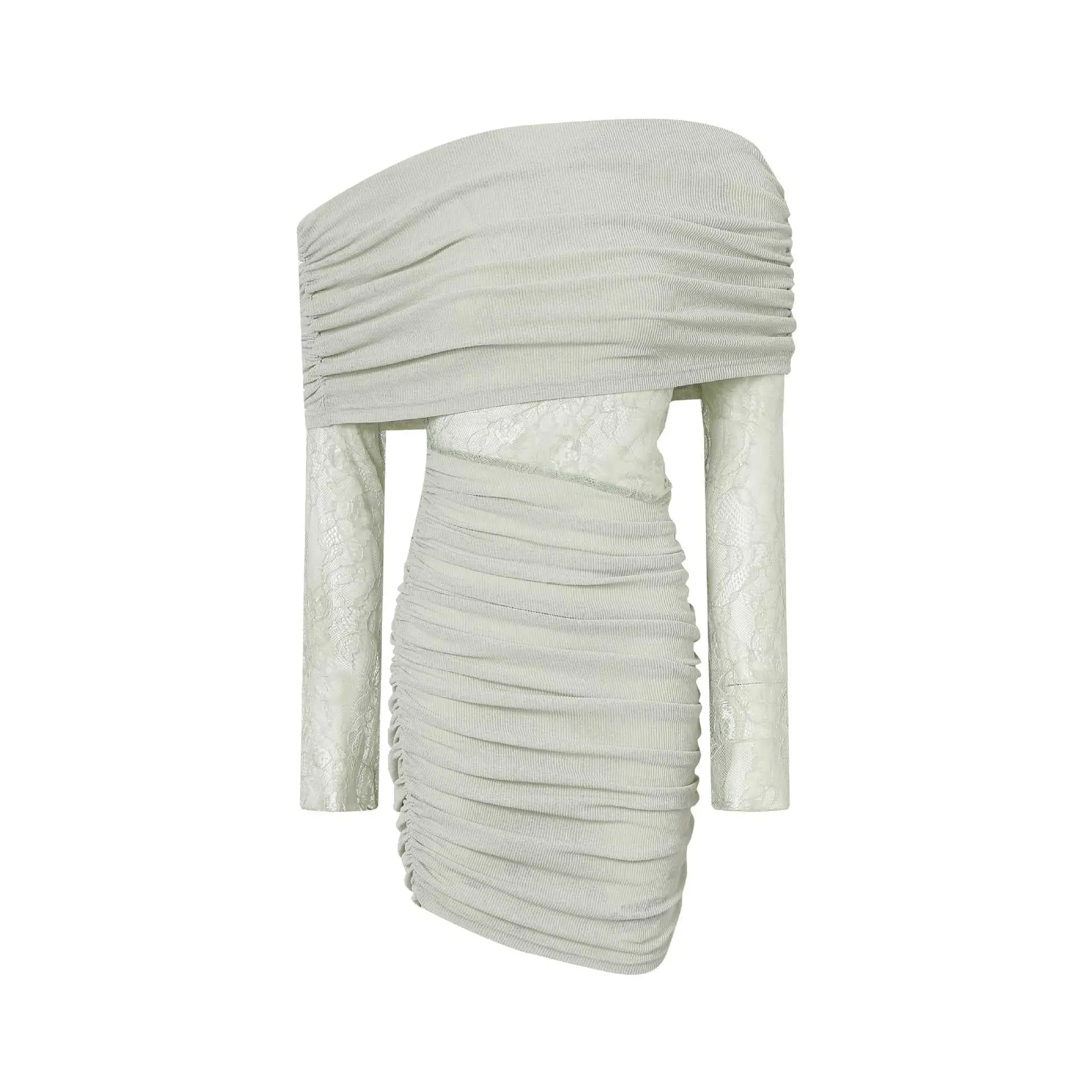 Lace Spliced Knitted Mini Dress