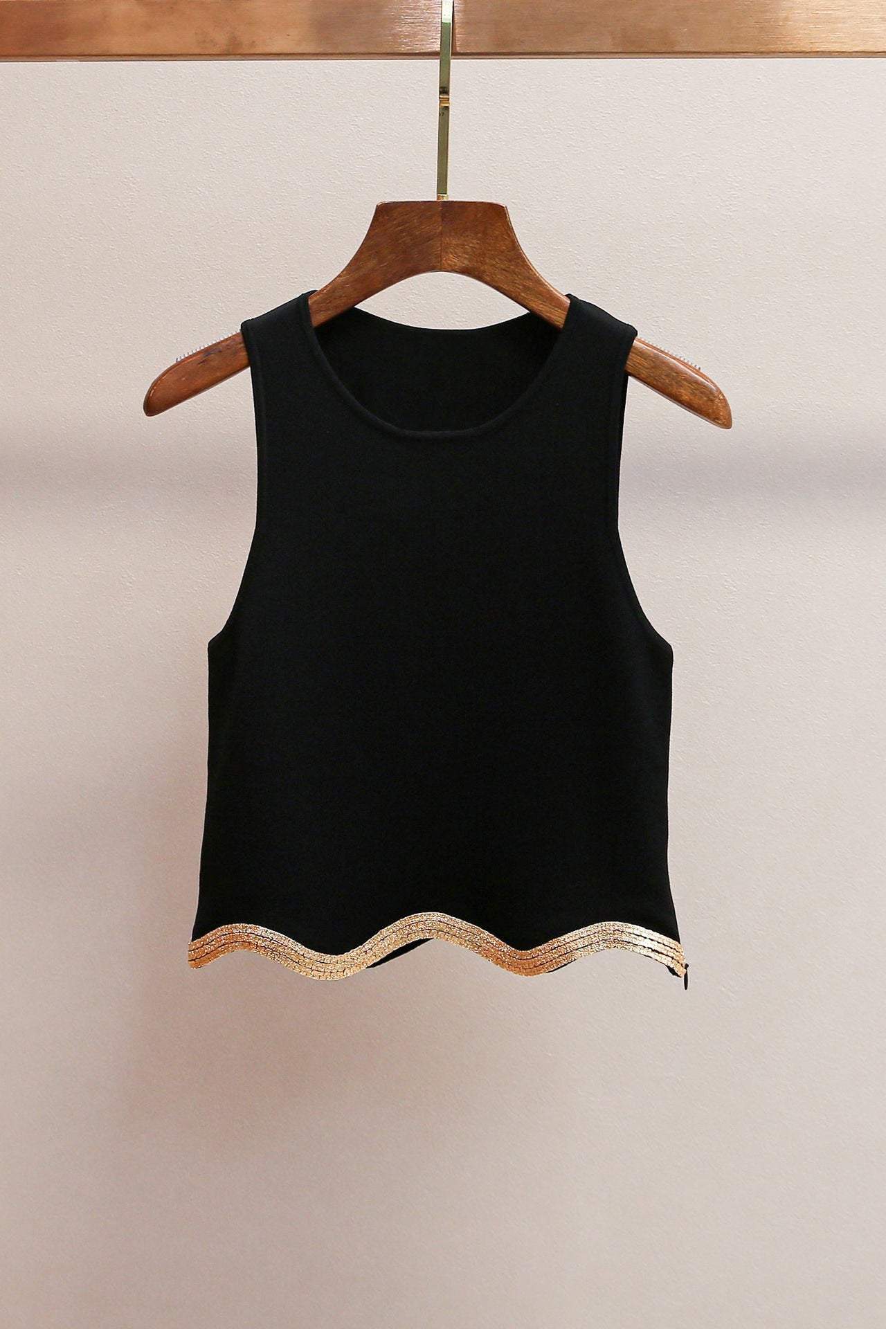 Black Cropped Jumper with Chain Detail