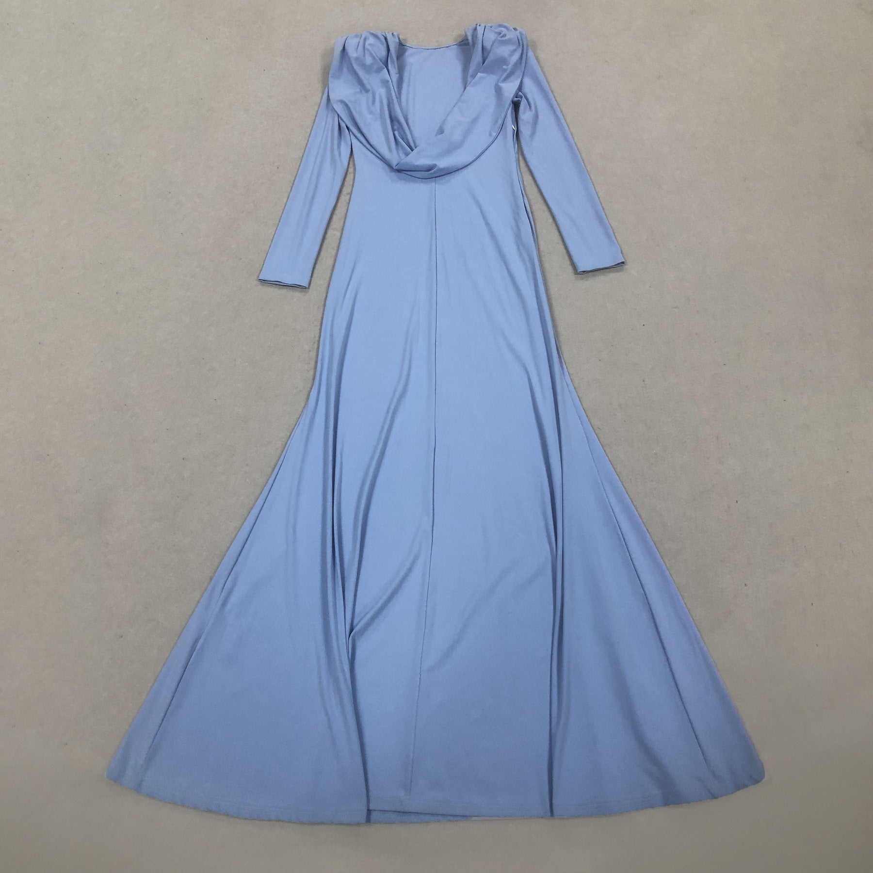 Knitted Long Sleeves Backless Bodycon Maxi Dress in Blue