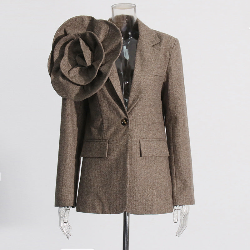 Flower Blazer - Brown