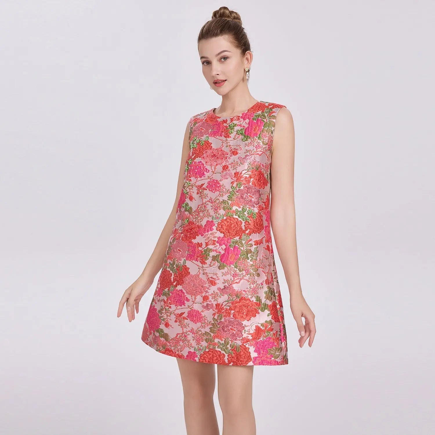 Floral Embroidery Sleeveless Mini Dress