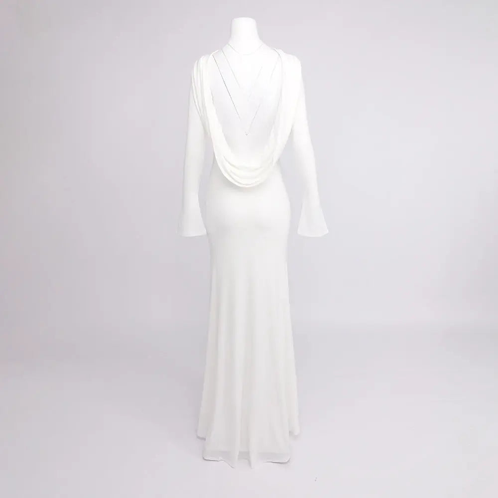 Backless Jersey Maxi Dress in White
