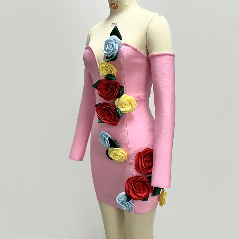 3d Flower Top Mini Dress