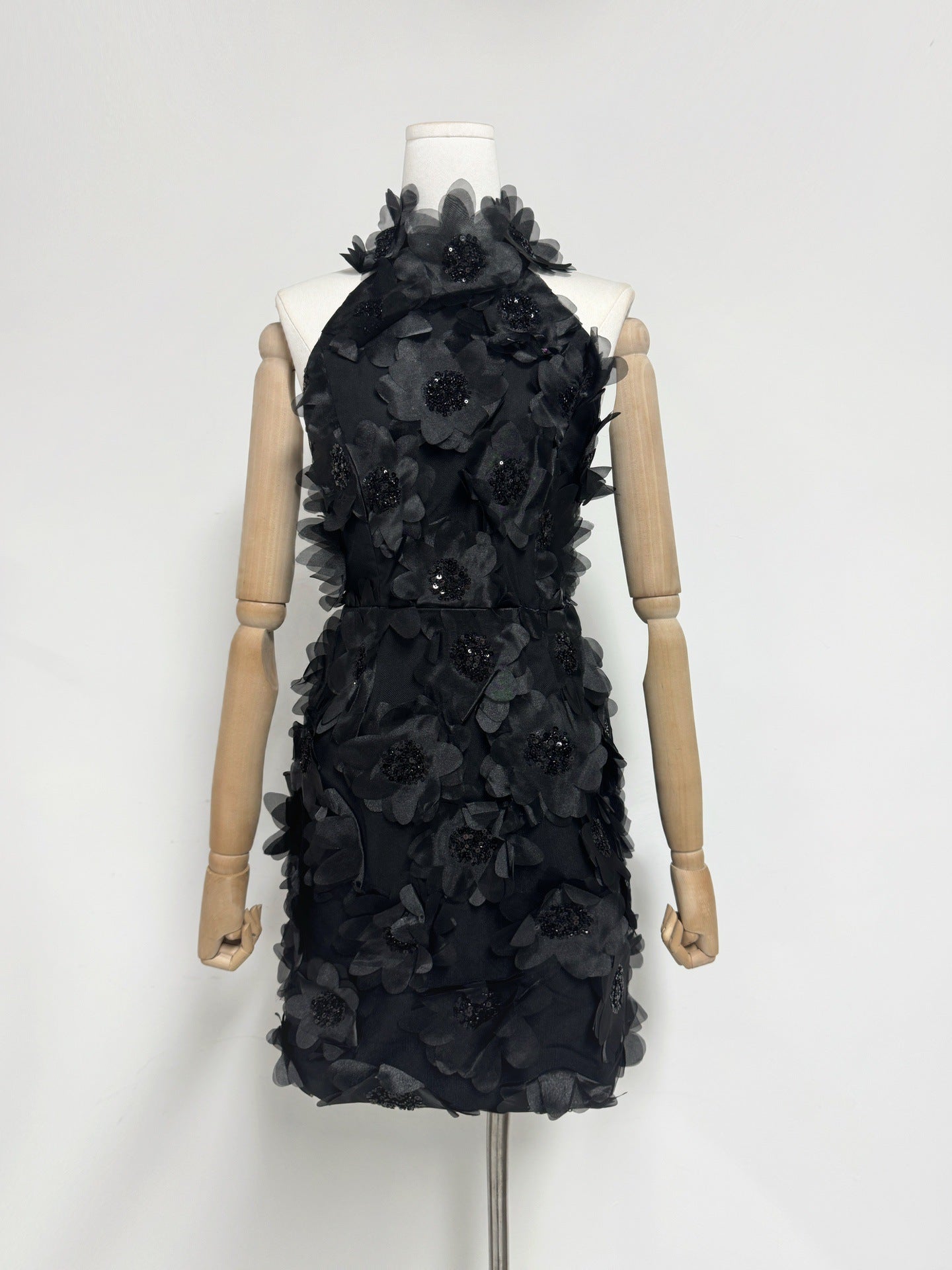Cherry Blossom Mini Dress in Black