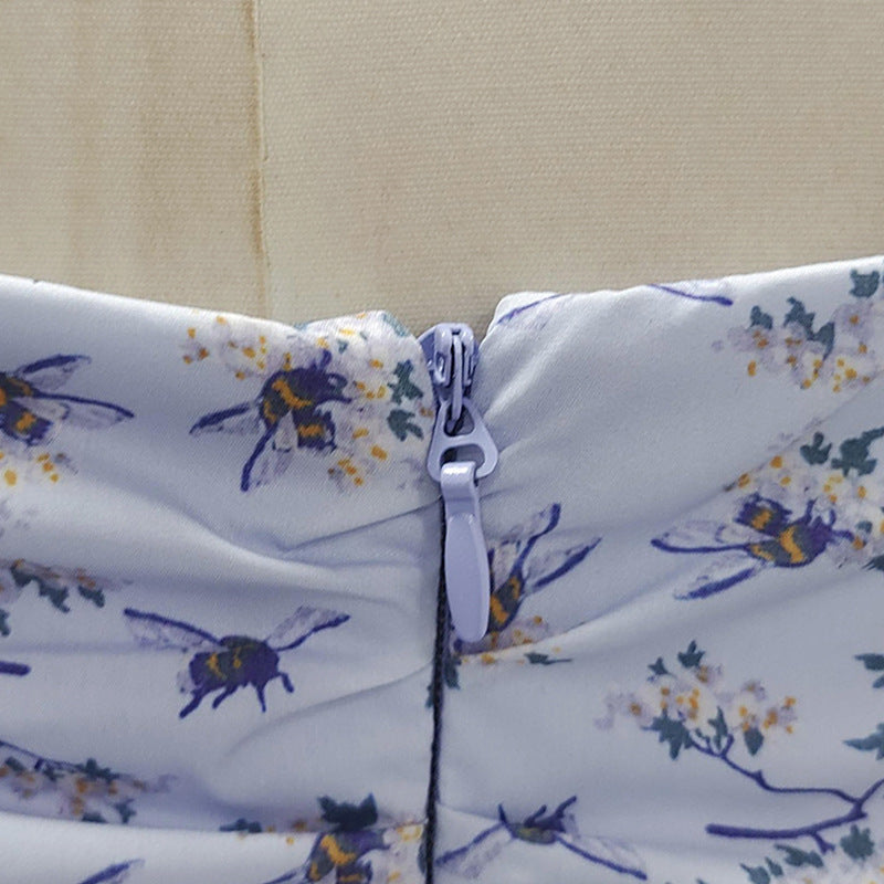Blue Floral Print Mini Dress with Bloomers