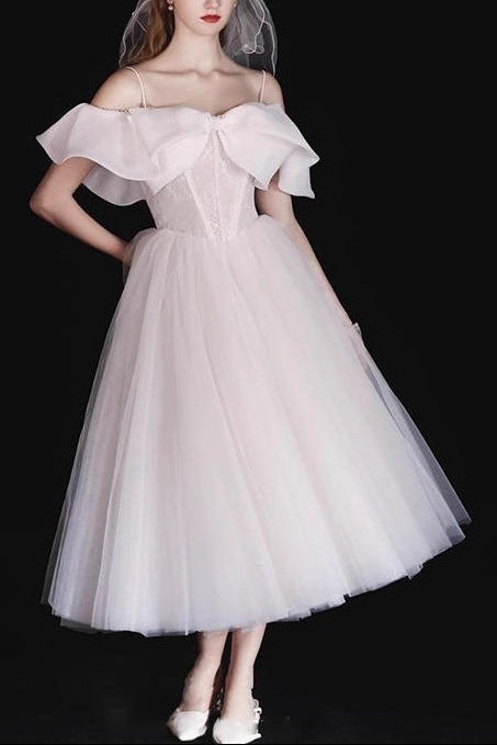 French-Style Ruffled One-Shoulder Midi Dress - White