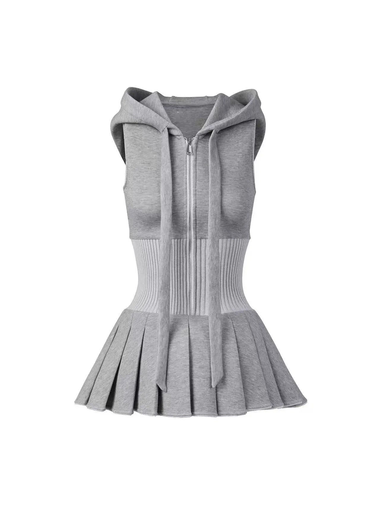 Sleeveless Knit Mini Dress - Grey