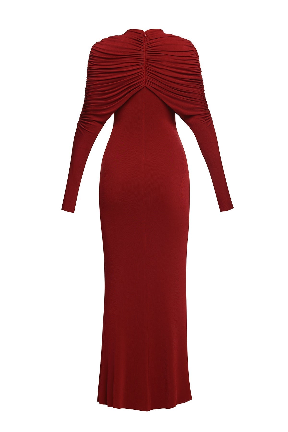 Long Sleeve Knot Bodycon Maxi Dress in Red
