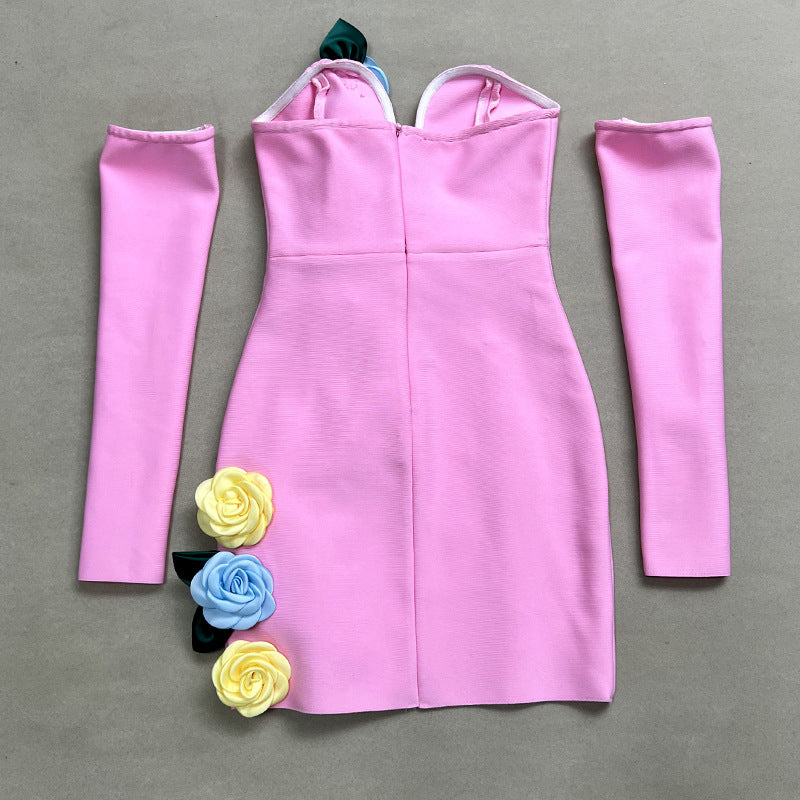 3d Flower Top Mini Dress