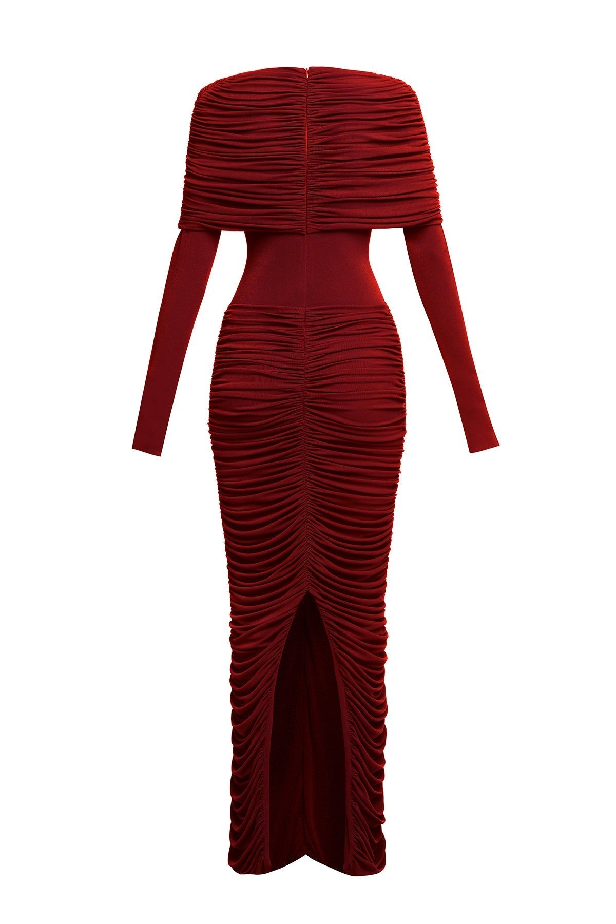 Red Form-Fitting Maxi Dress with Asymmetrical Shoulder