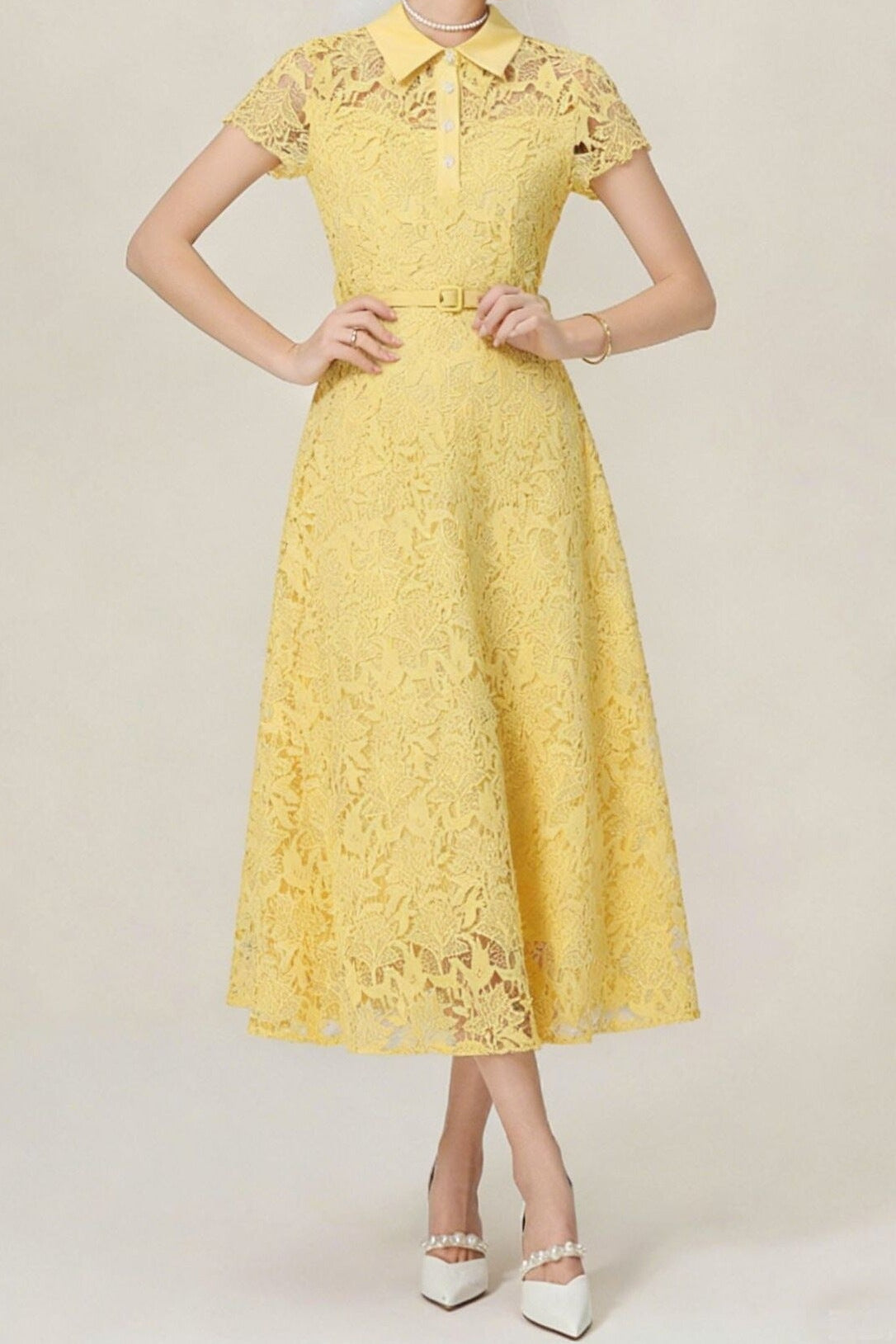 Lace Collared Midi Dress
