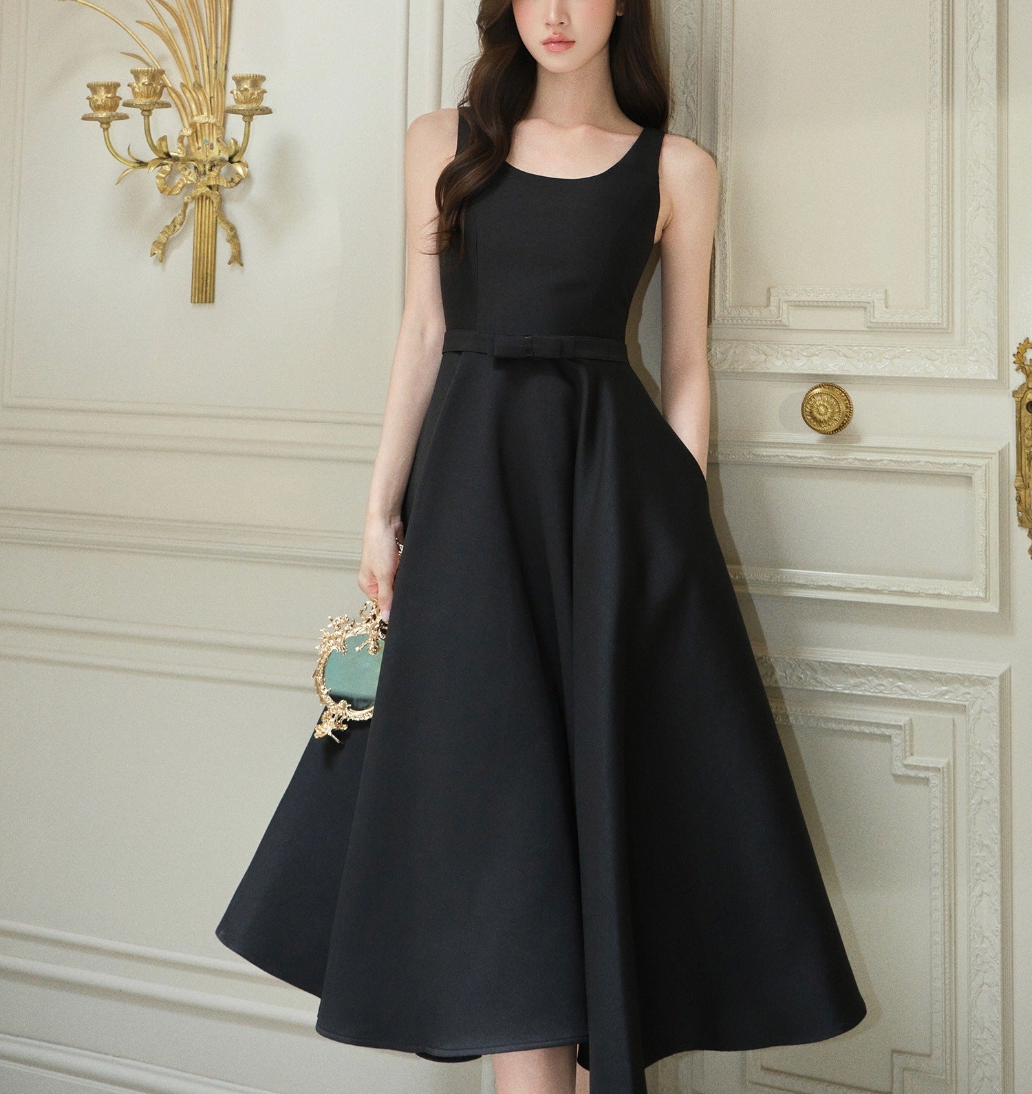 U-Neck Sleeveless Hepburn Midi Dress