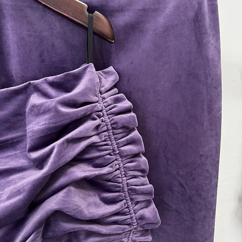 Purple Asymmetrical Cropped Top Skirt Two-piece Set
