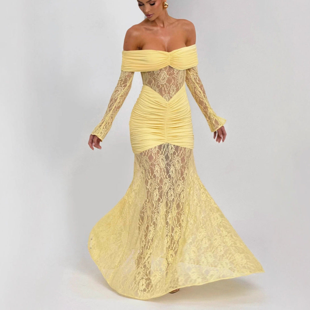Lace-Trimmed Sleeve Maxi Skirt