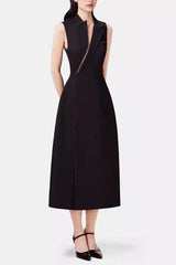 Collar Blazer Midi Dress in Black