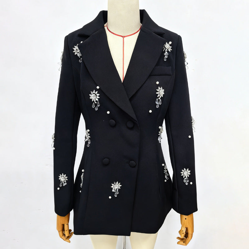 Crystal Embellished Blazer in Black