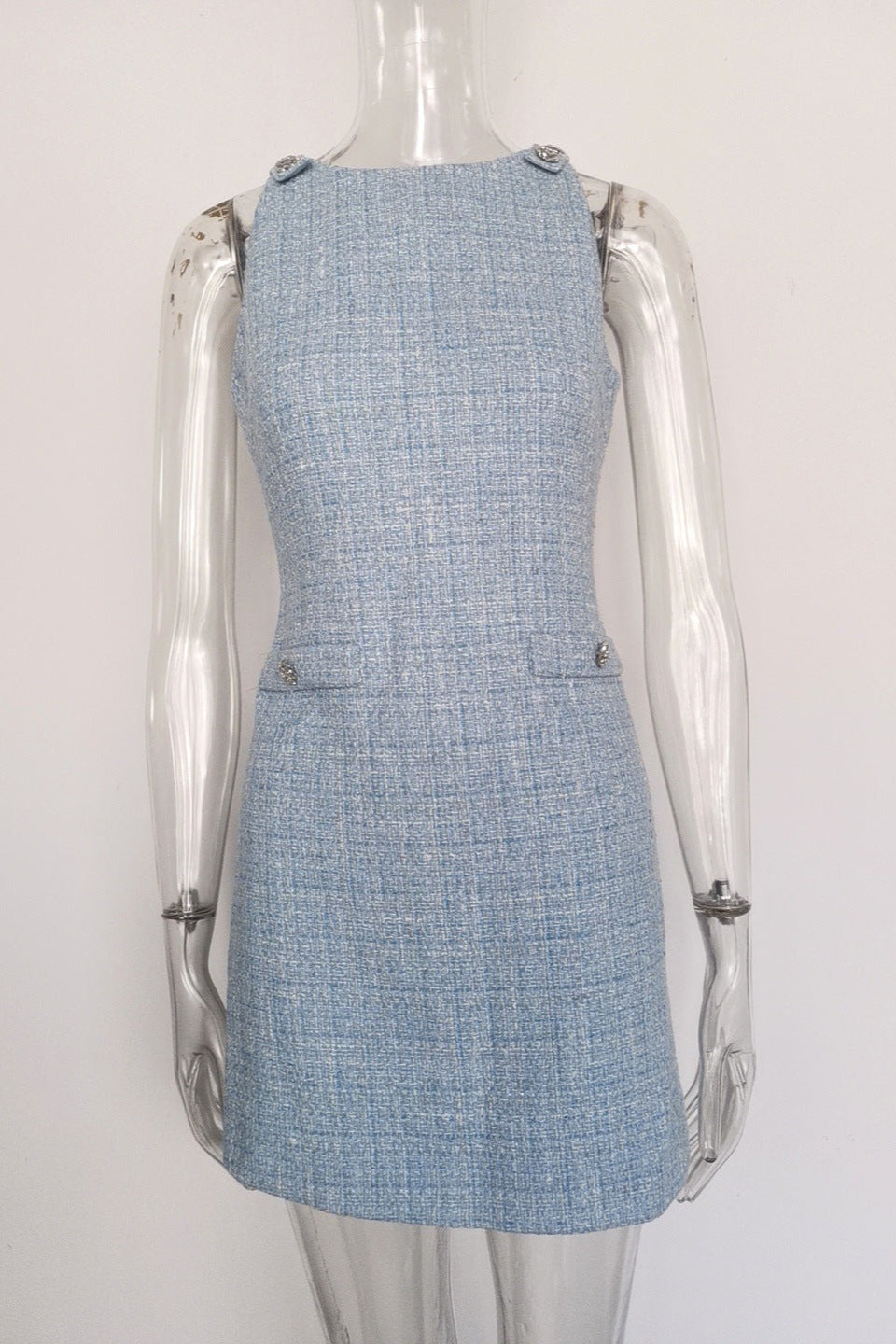 Halter Neck Vest Mini Dress in Blue