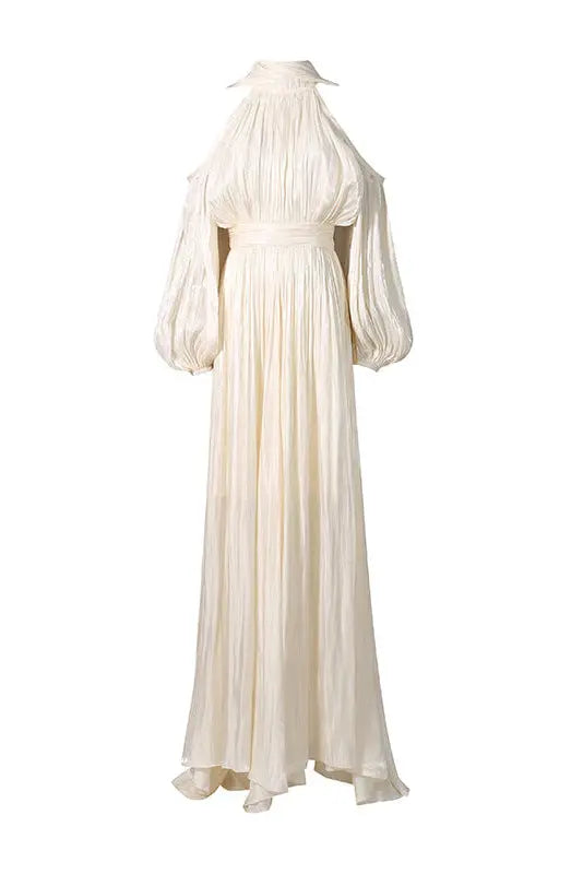 Off Shoulder Puff Sleeve Maxi Dress