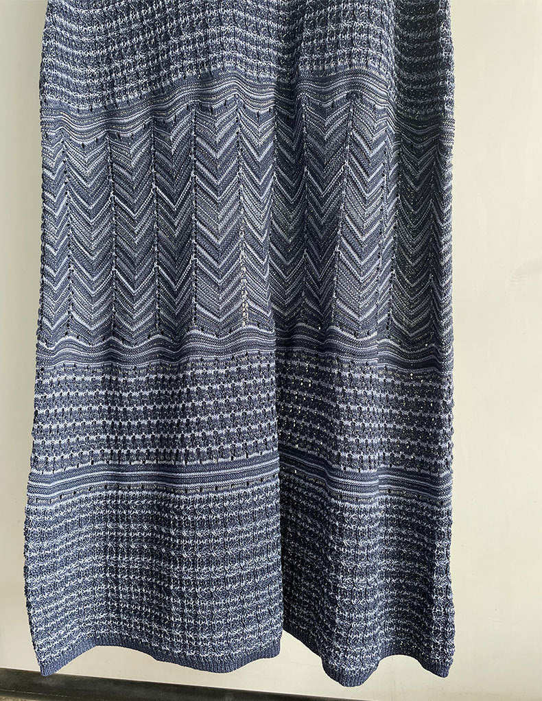 Hollow Sleeveless Knit Midi Dress in Royal Blue