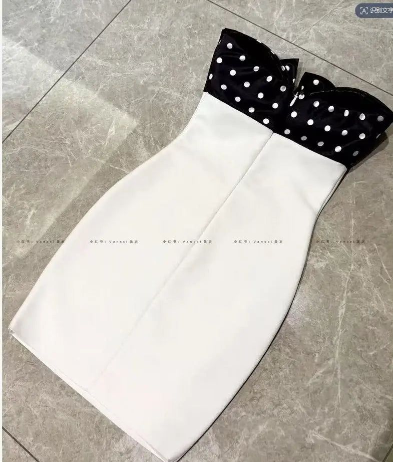 White Contour Sleeveless Contrast Bandage Mini Dress