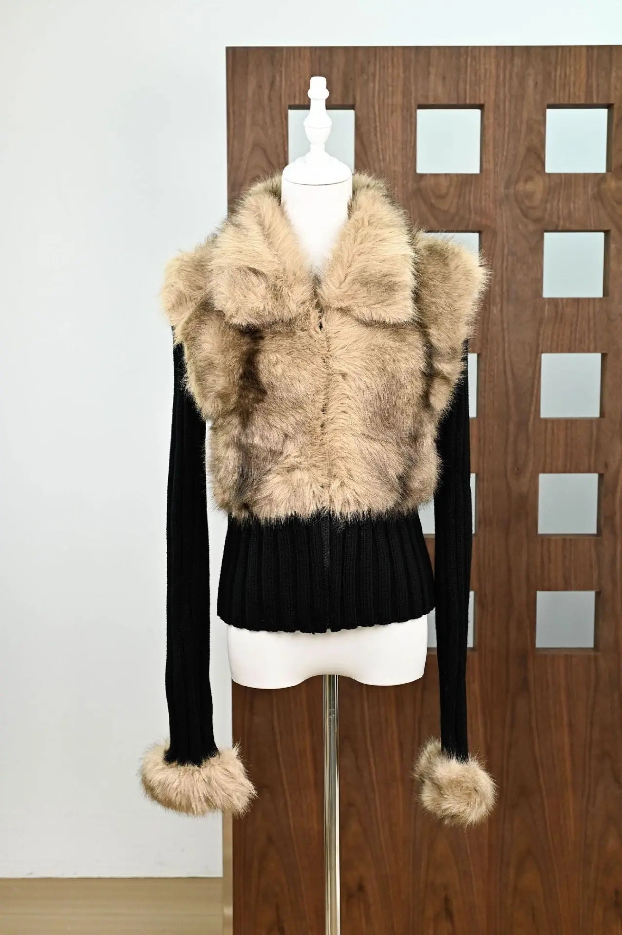 Faux Fur Knit Coat