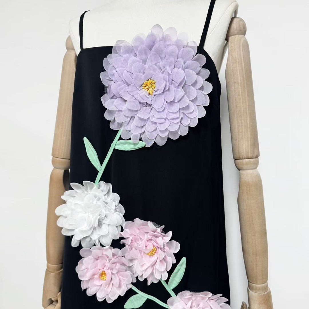 Embroidered Maxi Dress in Black