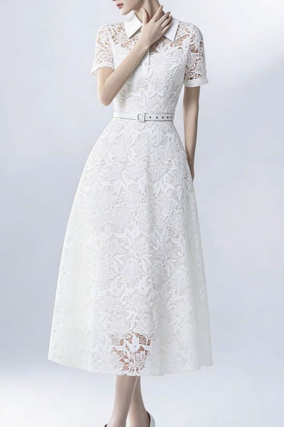 Lace Collared Midi Dress