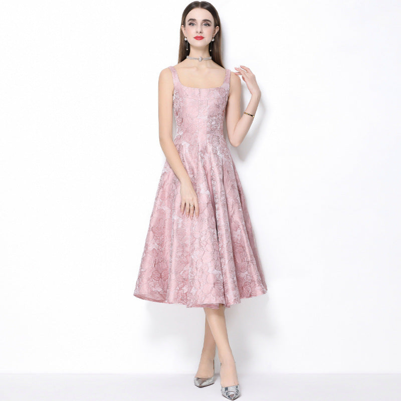 Vintage Slip Midi Dress in Pink
