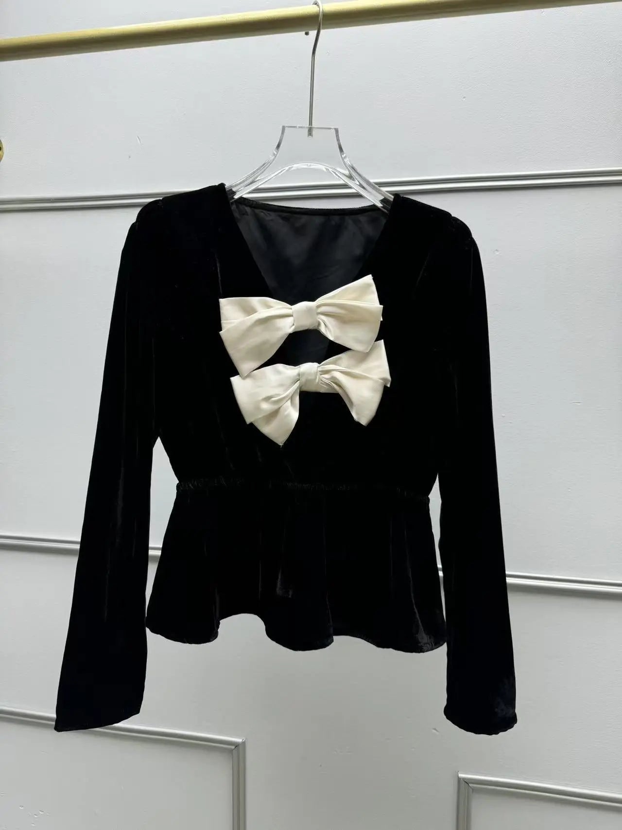 Black V-Neck Cutout Top