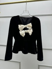 Black V-Neck Cutout Top