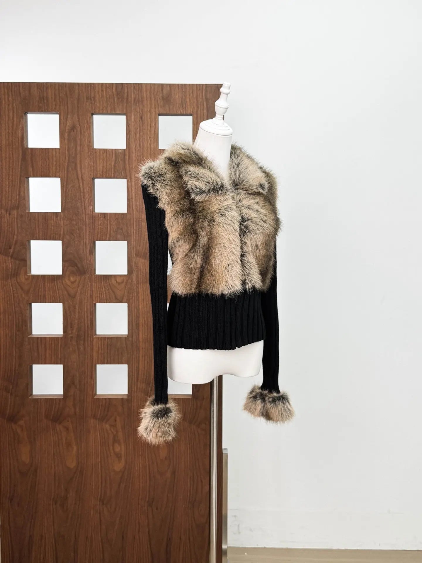 Faux Fur Knit Coat