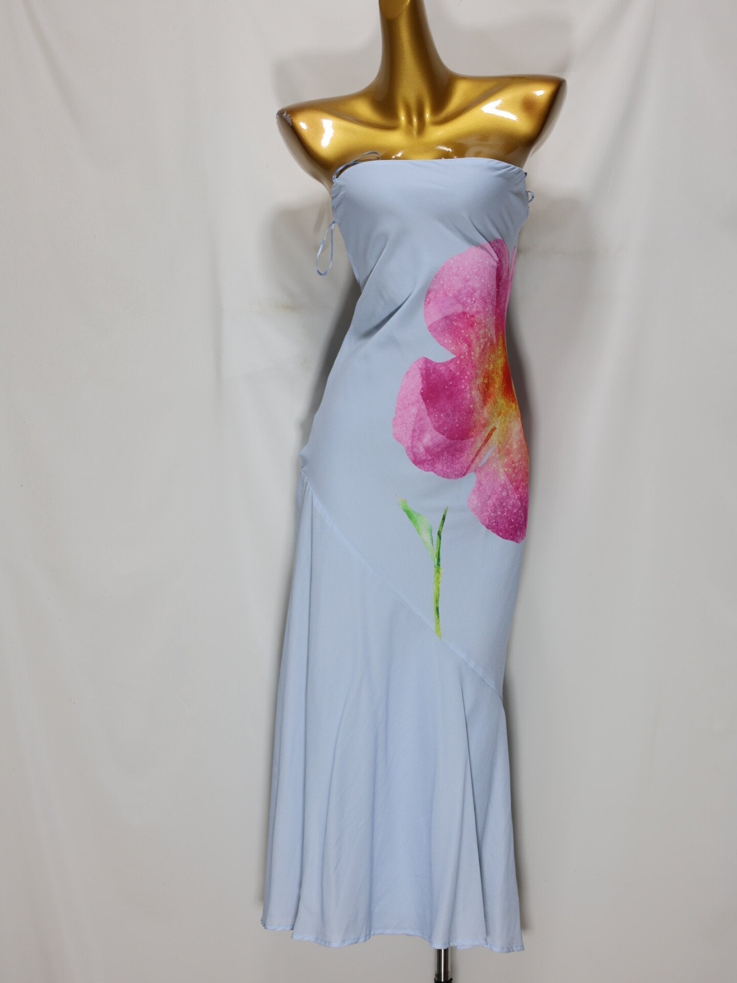 Light Blue Floral Print Midi Dress