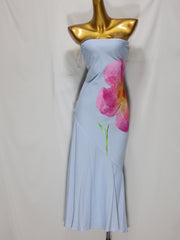 Light Blue Floral Print Midi Dress
