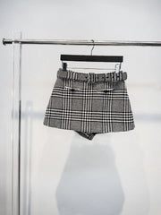 Houndstooth Crystal Mini Skirt - Black/White